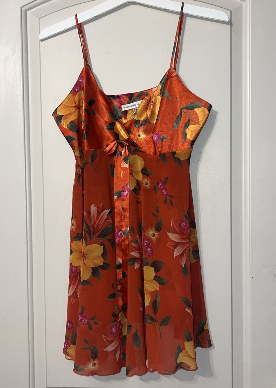 Victoria's Secret Orange Floral Babydoll Lingerie Women's Size Medium